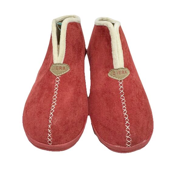 ZIERA CUDDLES Red MICROSUEDE Slippers Women 37/6.5 - Picture 1 of 7